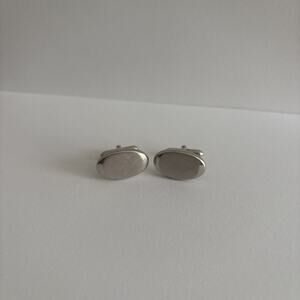 Swank Silver Tone Cufflinks, Vintage Oval Cuff Links 1950-1960s